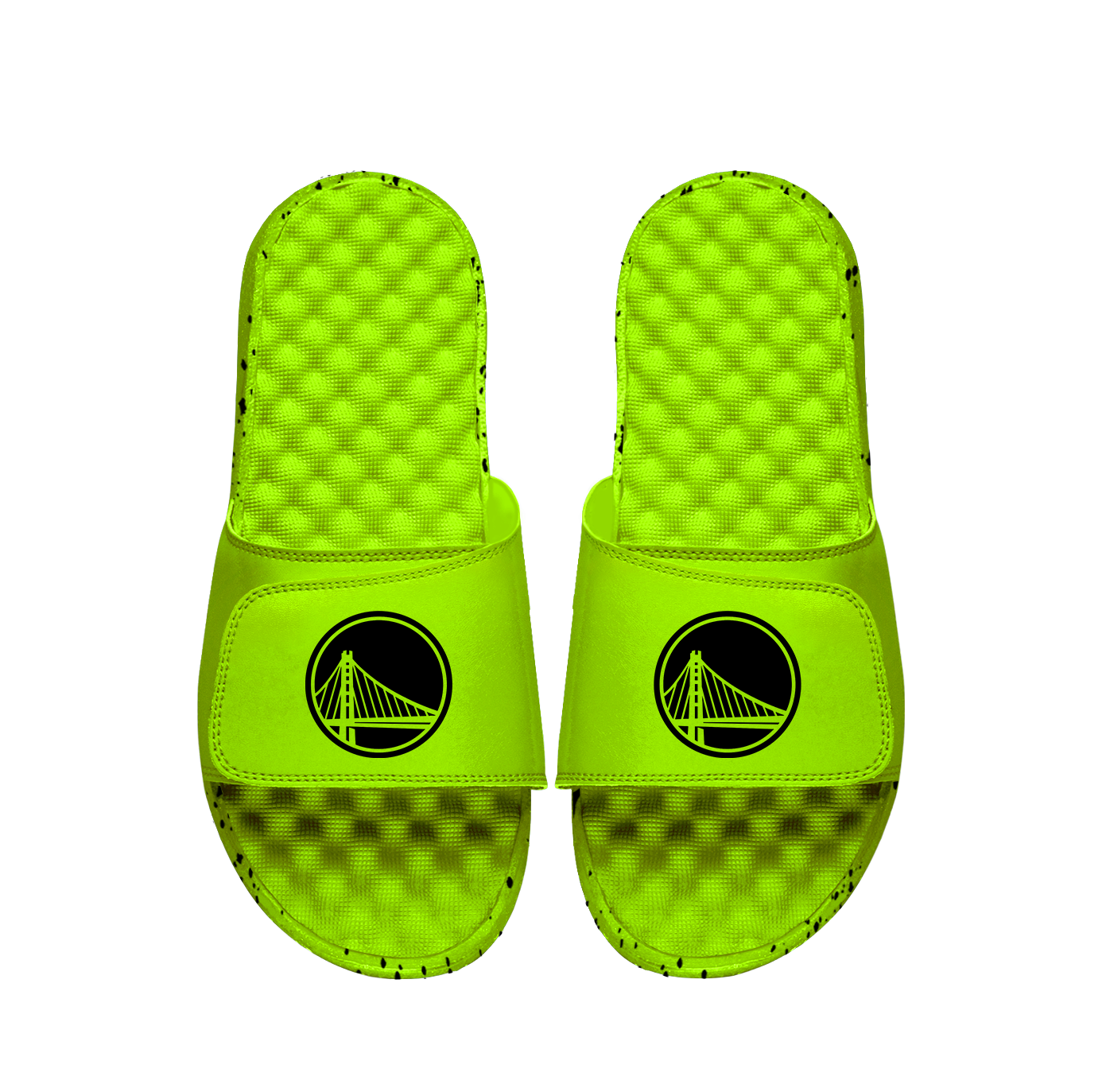 Warriors Neon Green Slides