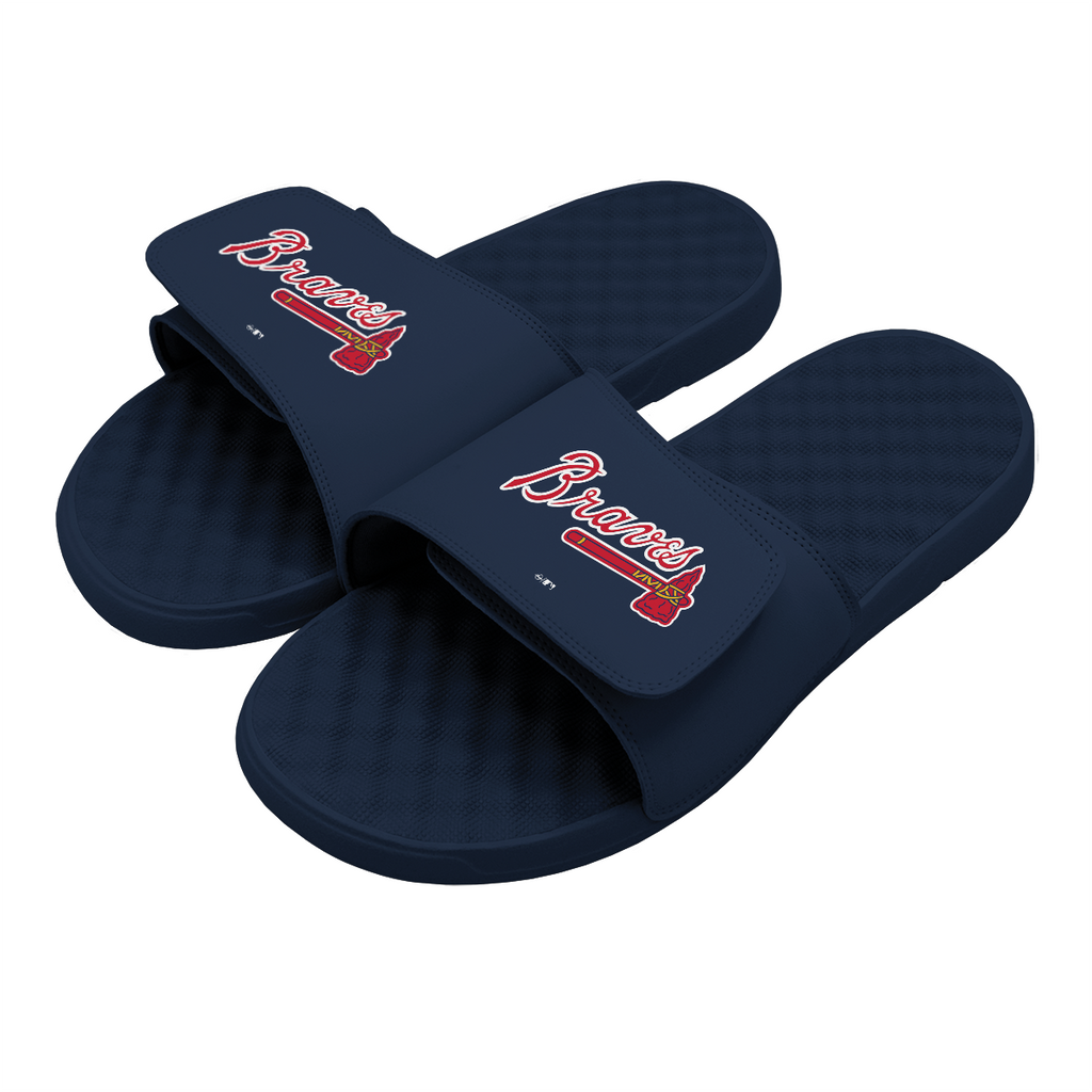 ISlides Official - ISlides USA - Atlanta Braves MLB Custom Slides Slides 8 / Navy Slides - Sandals - Slippers