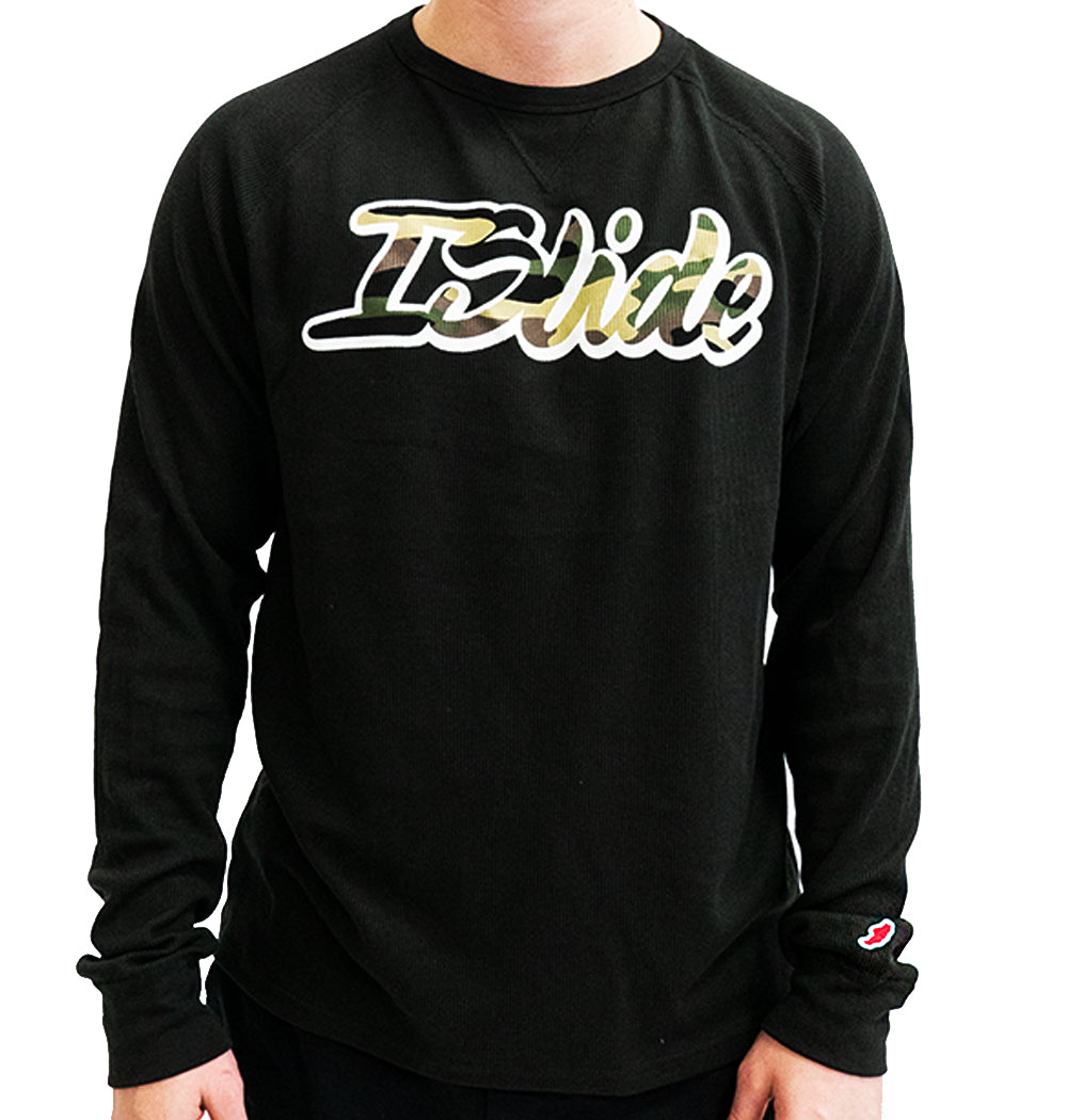 ISlide Long Sleeve Waffle T-Shirt Black