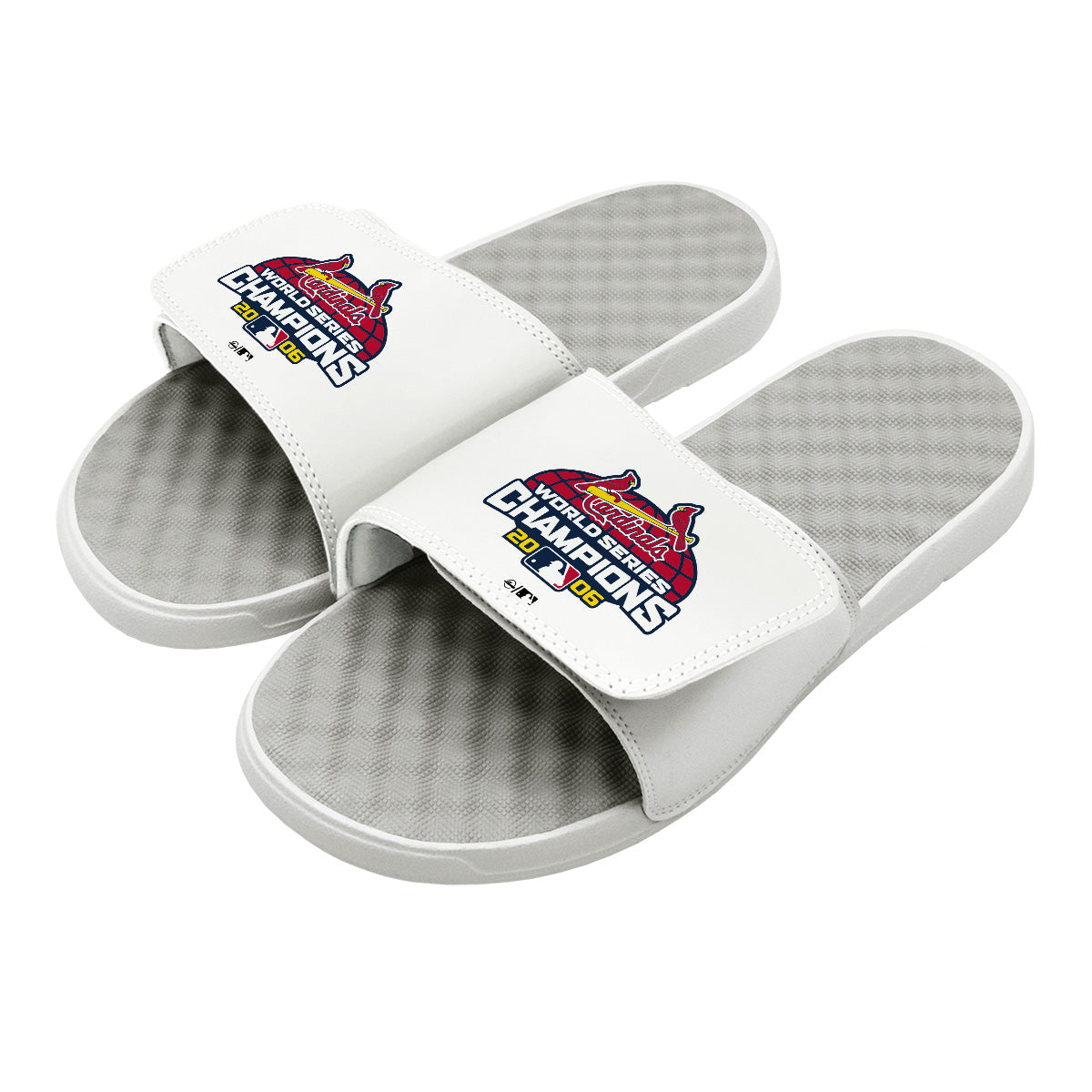 Youth ISlide White Louisville Cardinals Varsity Stripes Slide Sandals