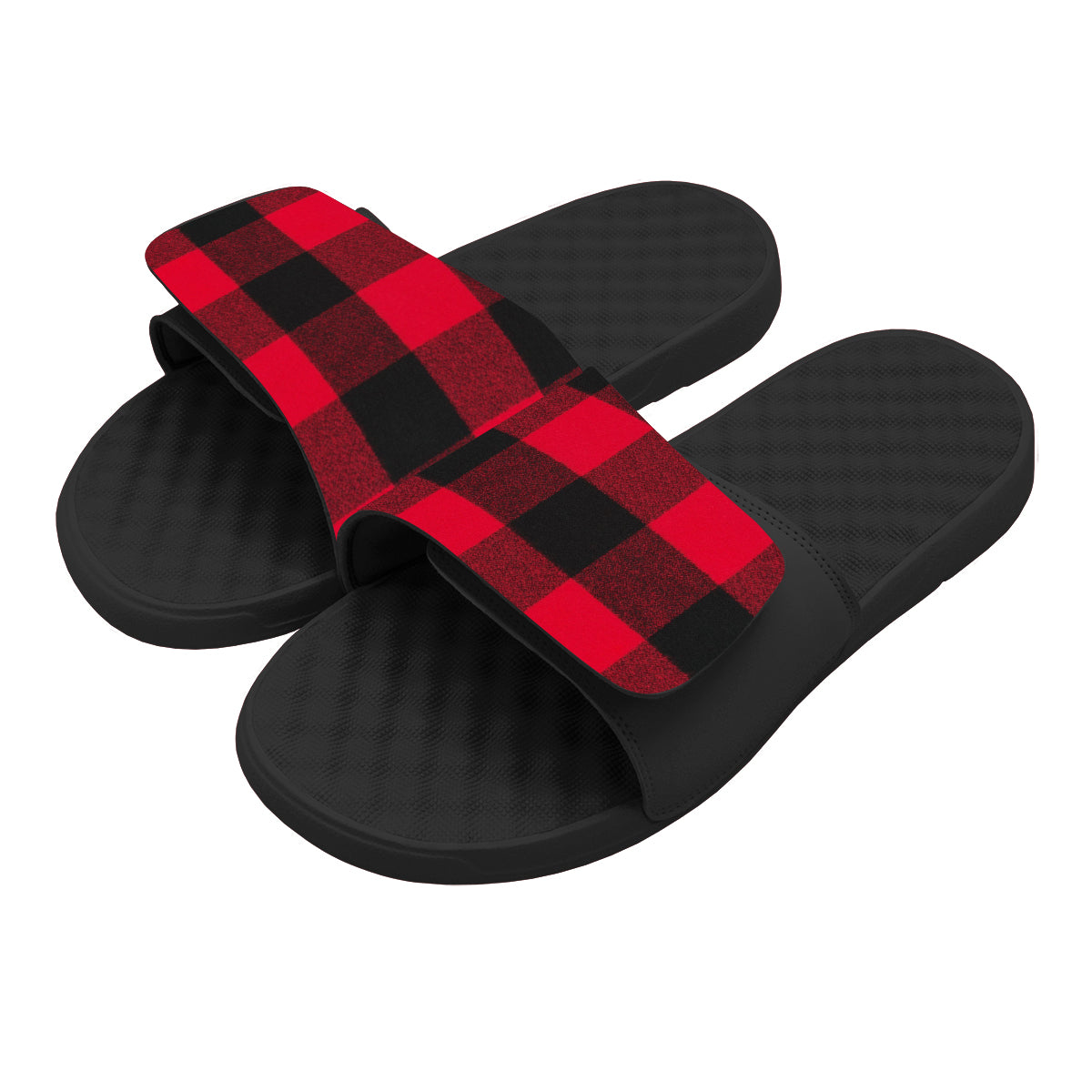Red Black Flannel Slides