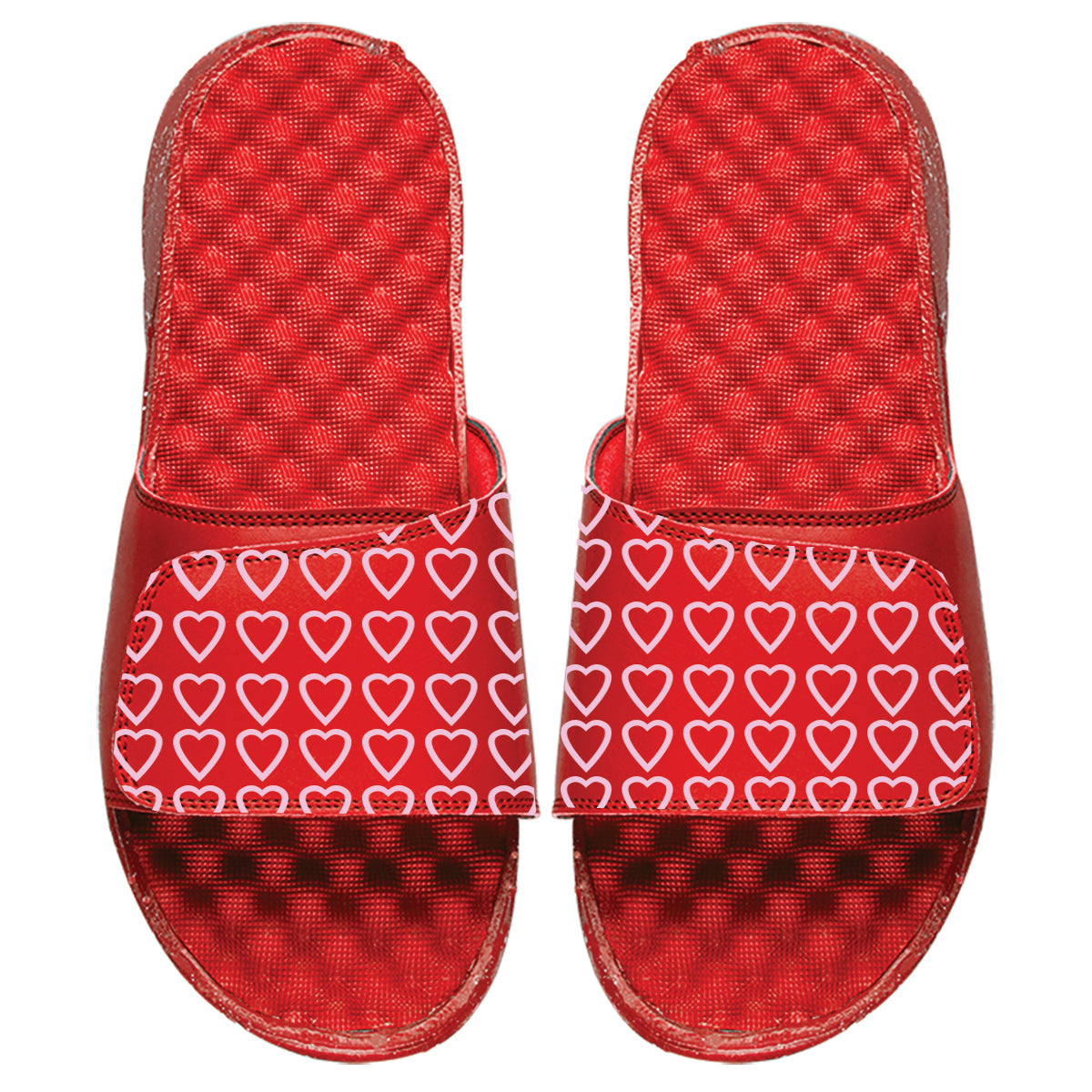 Hearts Pattern Red Slides