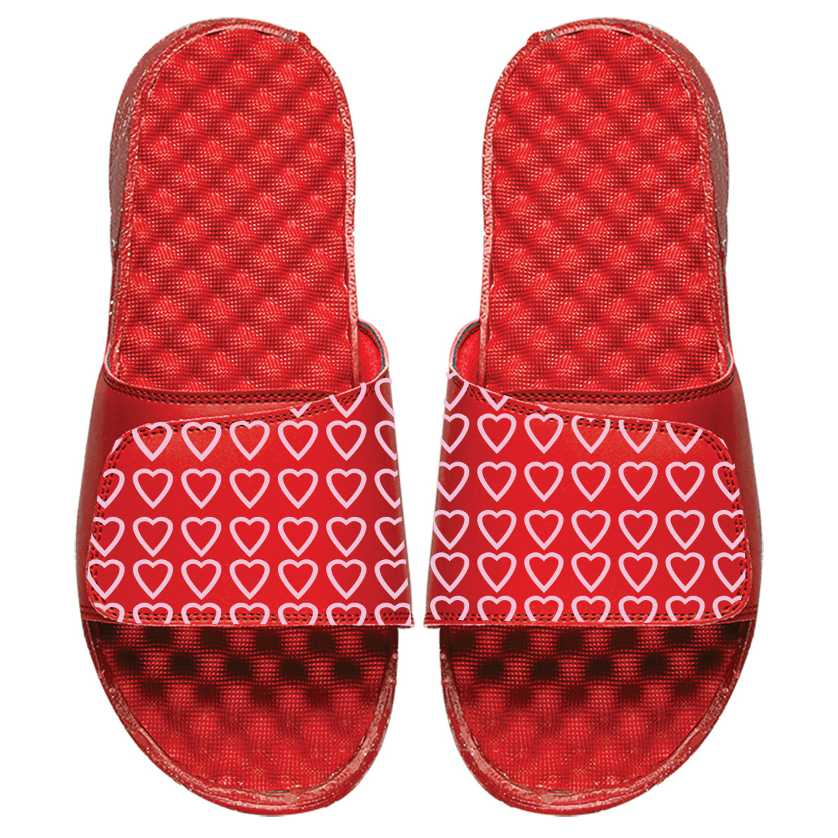 Hearts Pattern Red Slides