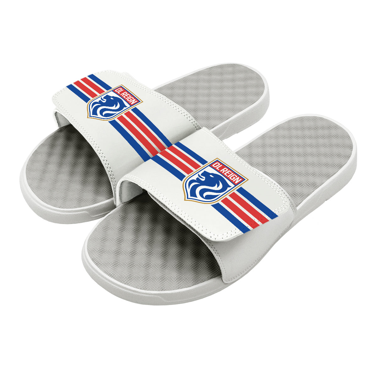 Men's ISlide White Racing Louisville FC Stripes Slide Sandals