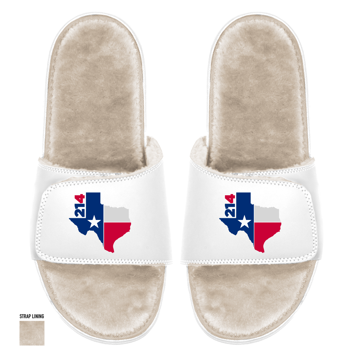 Texas 214 White Tan Fur Slides