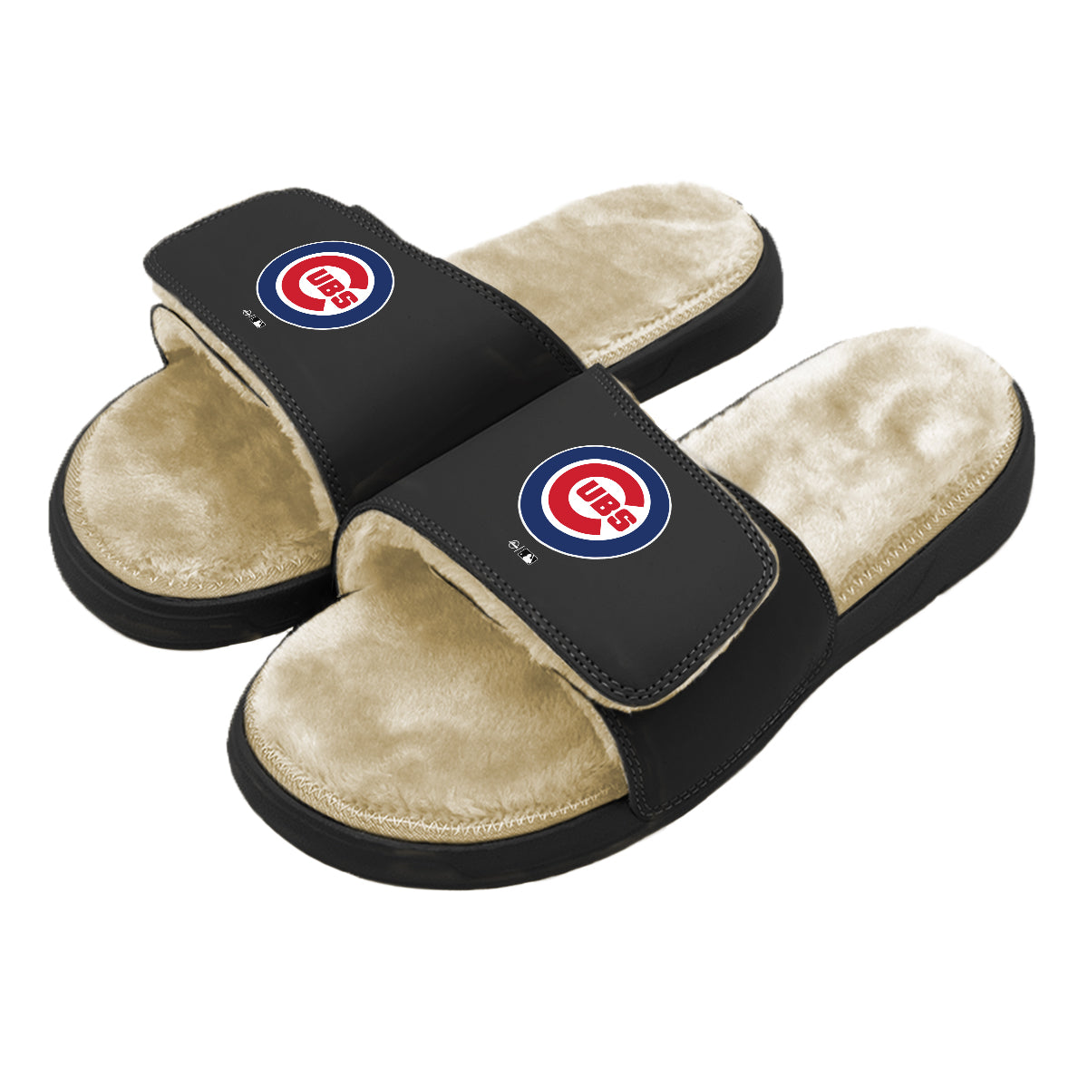 Chicago Cubs Tan Fur Slides