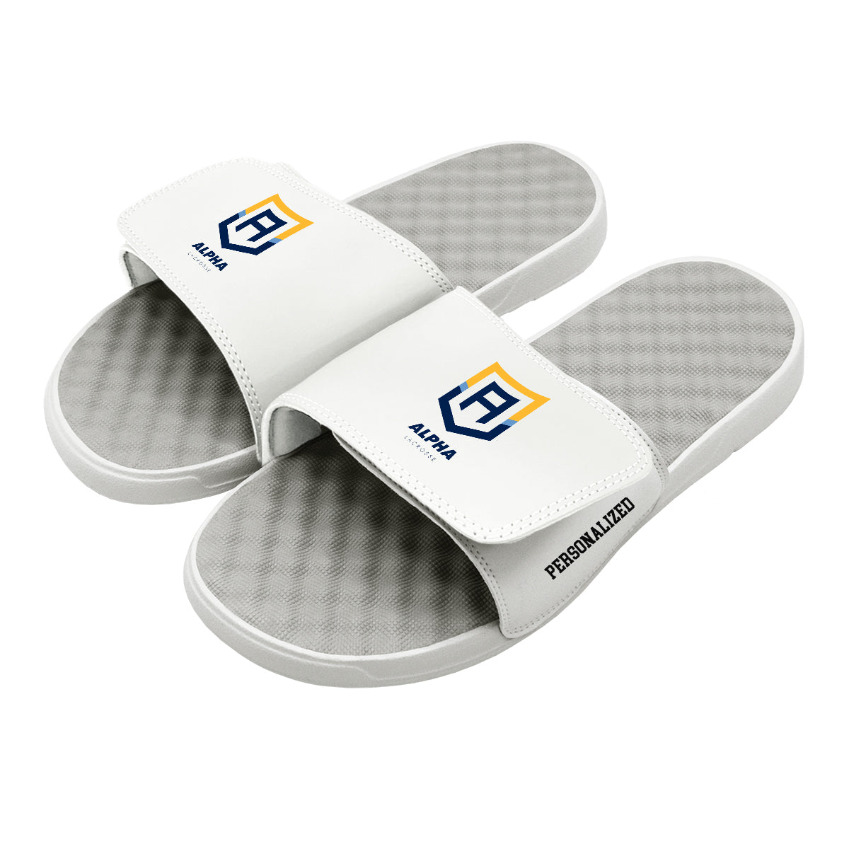 Alpha Lacrosse Primary White PERSONALIZE Slides