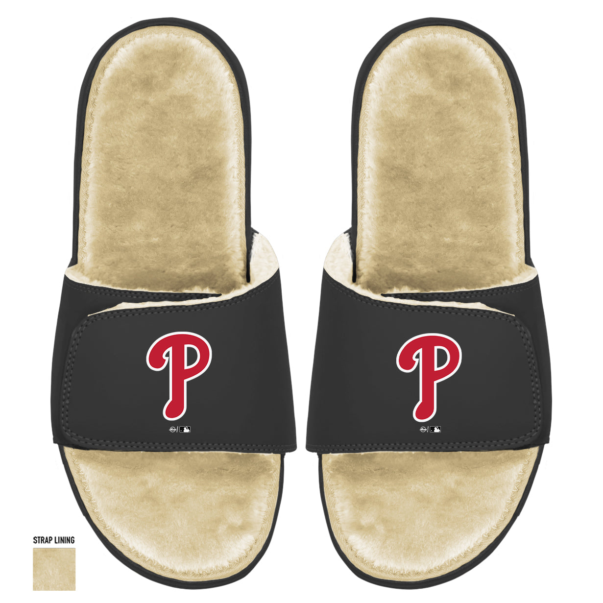 Philadelphia Phillies Tan Fur Slides